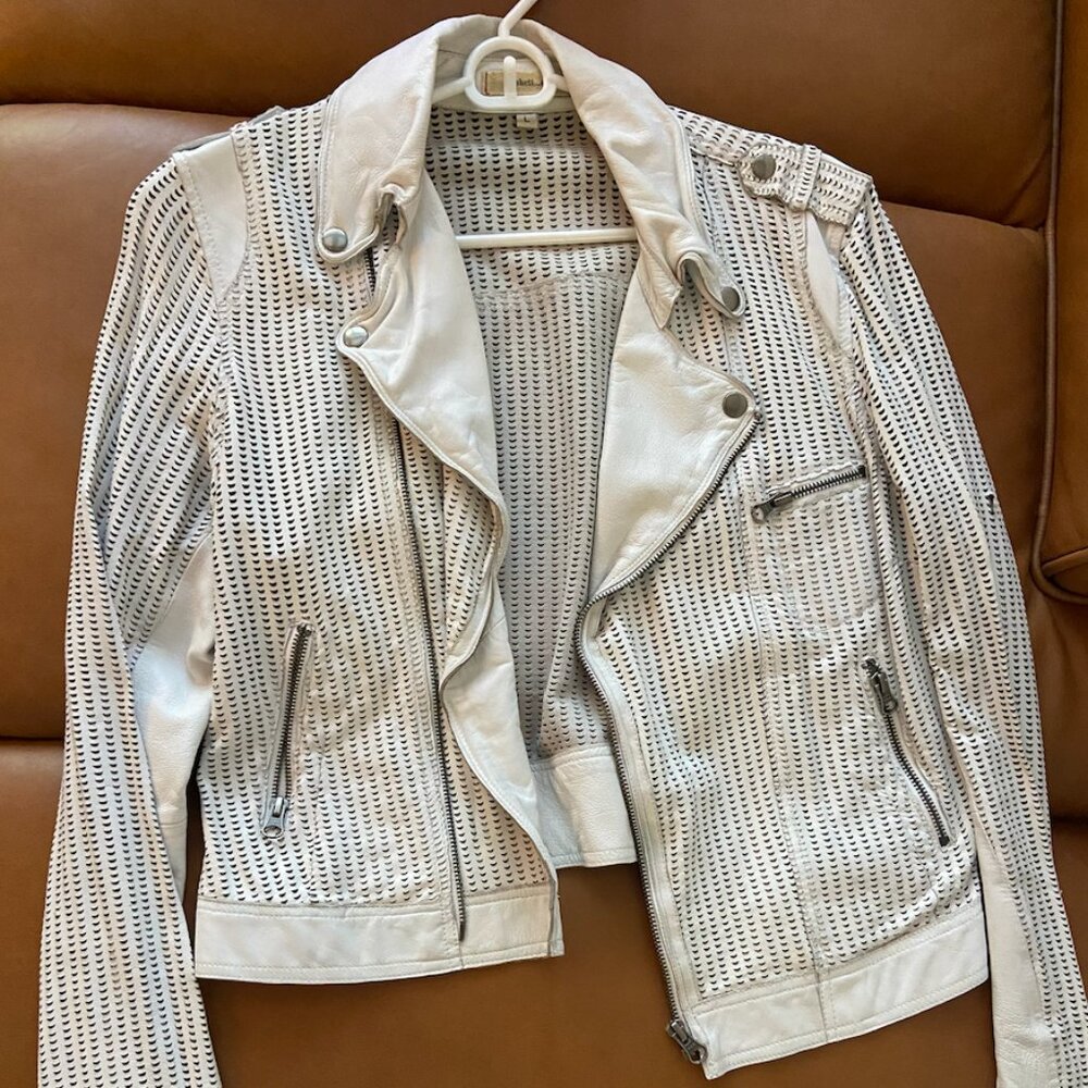 Jackett White Genuine Leather Moto Jacket